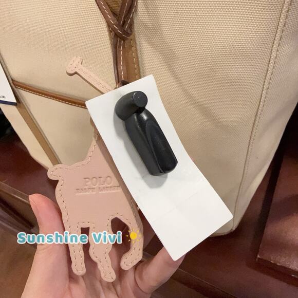 NWT POLO RALPH LAUREN Leather Charm Bag Charm Medium Ballet Pink - Picture 2 of 4